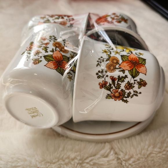 Vintage 1970s Corelle “Indian Summer” Tea Cups & Plates – Set of 8 - Picture 2 of 7